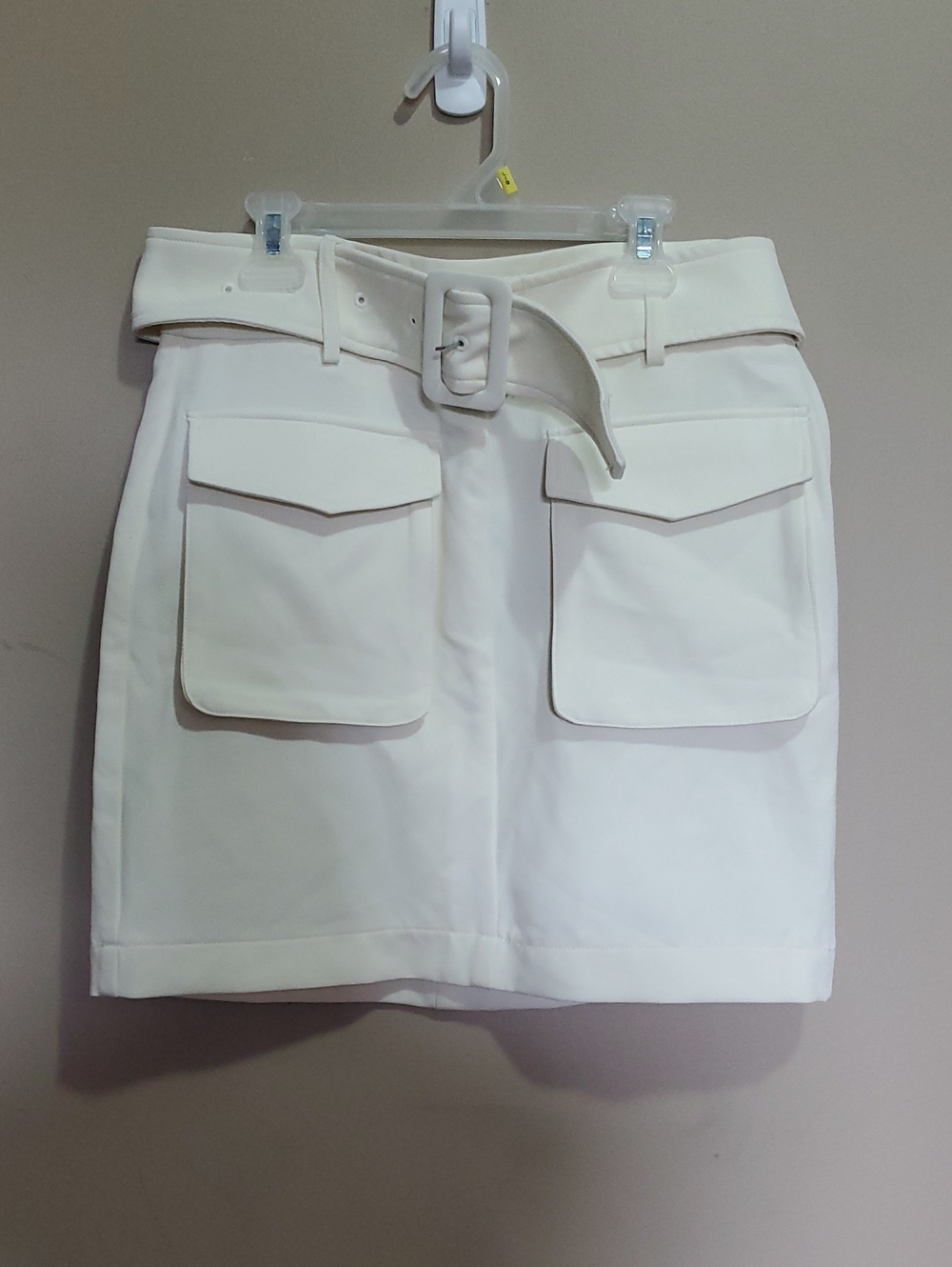 Vera Moda High-Waist Pocketed Women’s Skirt with Belt - White Size 4